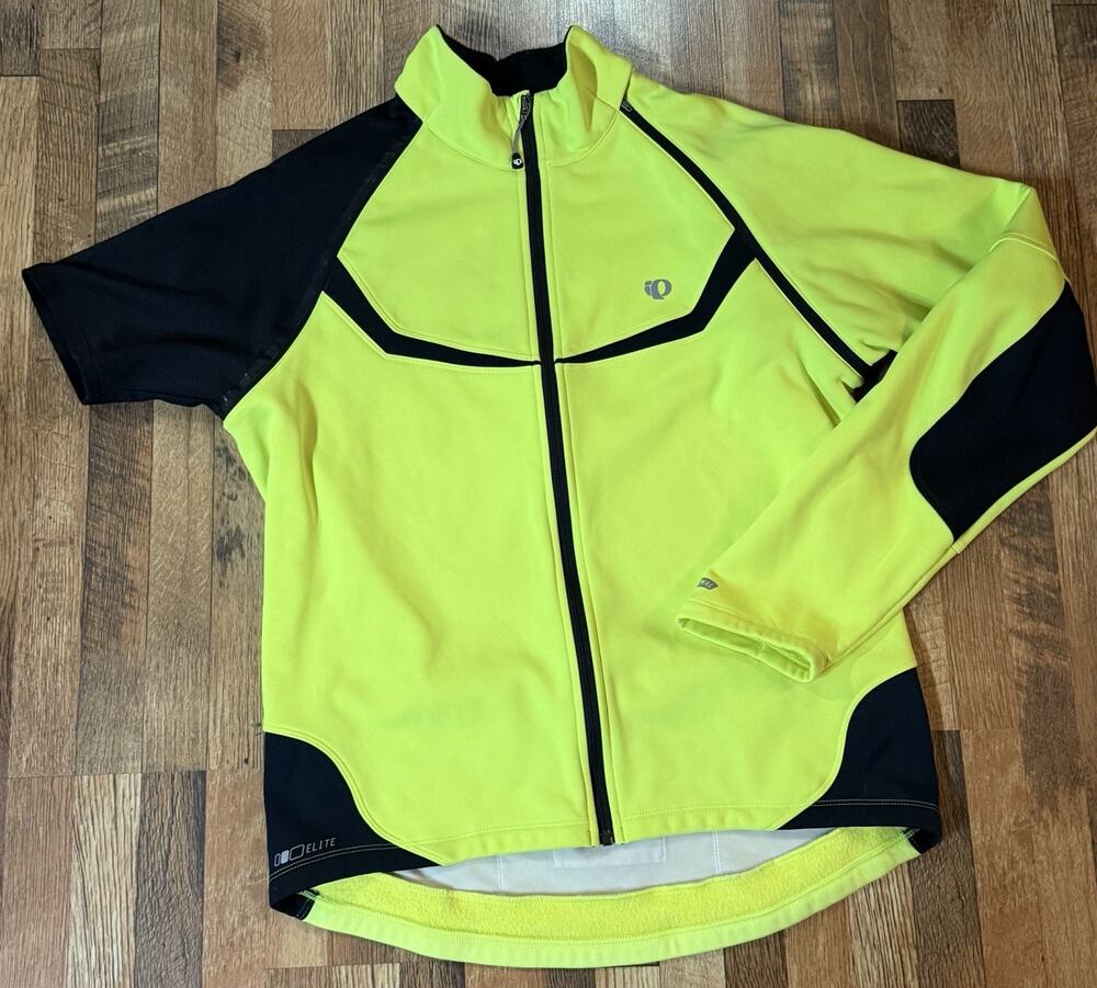 Pearl Izumi ELITE Barrier Convertible Jacket Vest Mens L Hi Vis Yellow Cycling